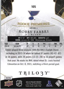 2015-16 Upper Deck Trilogy #105 Robby Fabbri Back