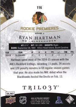 2015-16 Upper Deck Trilogy #116 Ryan Hartman Back