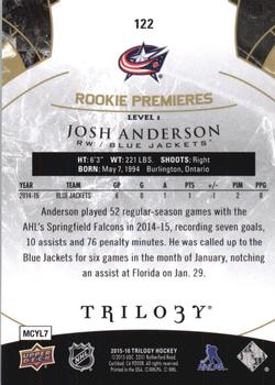 2015-16 Upper Deck Trilogy #122 Josh Anderson Back