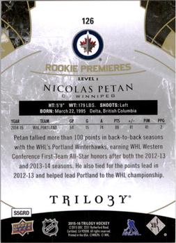 2015-16 Upper Deck Trilogy #126 Nicolas Petan Back