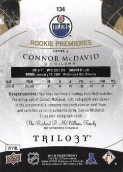 2015-16 Upper Deck Trilogy #134 Connor McDavid Back
