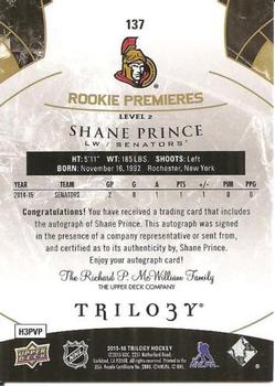2015-16 Upper Deck Trilogy #137 Shane Prince Back