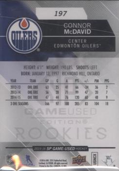2015-16 SP Game Used #197 Connor McDavid Back
