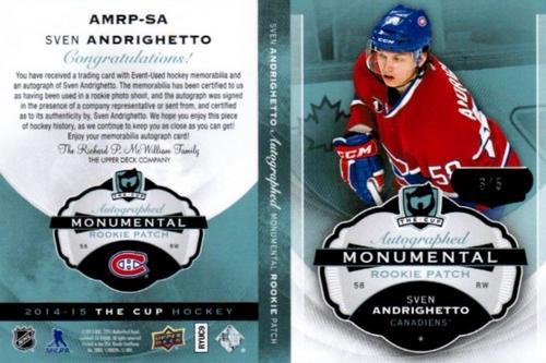 2014-15 Upper Deck The Cup - Autographed Monumental Rookie Patch Booklets #AMRP-SA Sven Andrighetto Front