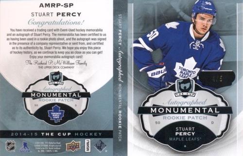 2014-15 Upper Deck The Cup - Autographed Monumental Rookie Patch Booklets #AMRP-SP Stuart Percy Front