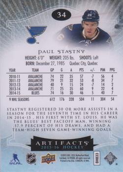 2015-16 Upper Deck Artifacts - Ruby #34 Paul Stastny Back