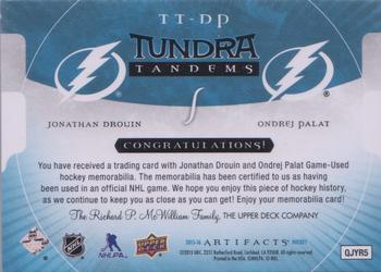 2015-16 Upper Deck Artifacts - Tundra Tandems Blue #TT-DP Jonathan Drouin / Ondrej Palat Back