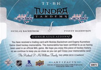 2015-16 Upper Deck Artifacts - Tundra Tandems Blue #TT-BK Nicklas Backstrom / Evgeny Kuznetsov Back