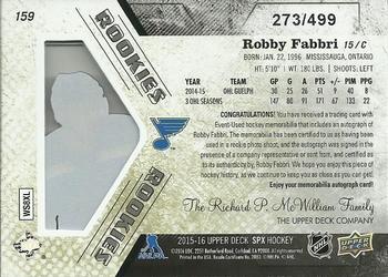 2015-16 SPx #159 Robby Fabbri Back