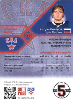 2012-13 Sereal KHL Basic Series #SKA-012 Igor Makarov Back