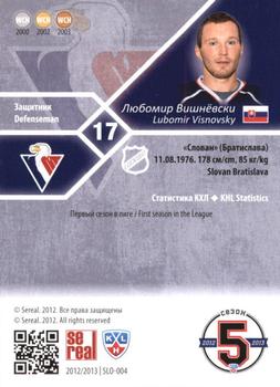 2012-13 Sereal KHL Basic Series #SLO-004 Lubomir Visnovsky Back