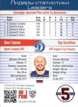 2012-13 Sereal KHL Basic Series - Leaders - Playoffs #LPO-002 Ilja Gorokhov Back