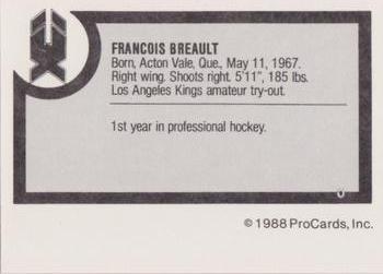 1988-89 ProCards New Haven Nighthawks (AHL) #NNO Frank Breault Back