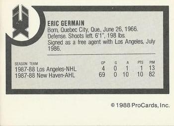1988-89 ProCards New Haven Nighthawks (AHL) #NNO Eric Germain Back
