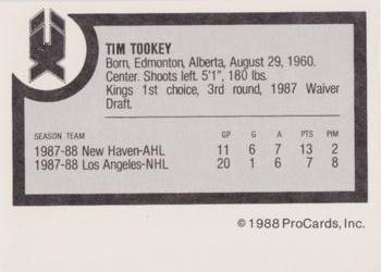 1988-89 ProCards New Haven Nighthawks (AHL) #NNO Tim Tookey Back