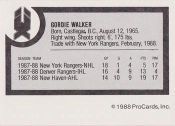1988-89 ProCards New Haven Nighthawks (AHL) #NNO Gordie Walker Back