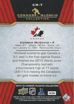 2015-16 Upper Deck Connor McDavid Collection #CM-7 Connor McDavid Back