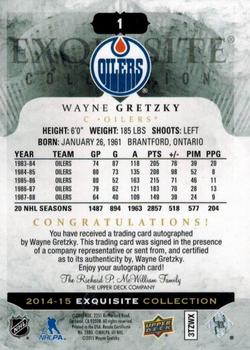 2014-15 Upper Deck The Cup - Exquisite Collection #1 Wayne Gretzky Back