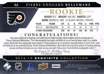 2014-15 Upper Deck The Cup - Exquisite Collection #52 Pierre-Edouard Bellemare Back