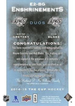 2014-15 Upper Deck The Cup - Enshrinements Duos #E2-BG Wayne Gretzky / Rob Blake Back