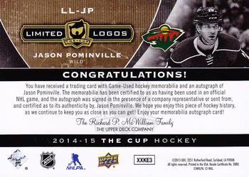 2014-15 Upper Deck The Cup - Limited Logos Autographs #LL-JP Jason Pominville Back