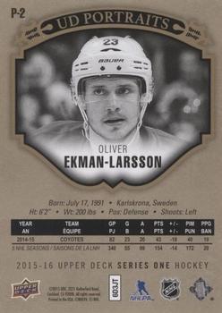 2015-16 Upper Deck - UD Portraits Gold #P-2 Oliver Ekman-Larsson Back