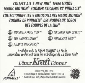 1998-99 Kraft / Post Collection - Pinnacle Kraft Magic Motion Zoomer Stickers #NNO Columbus Blue Jackets Back