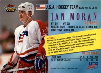 1993-94 Stadium Club - Team USA Members Only #17 Ian Moran Back