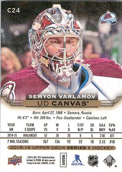 2015-16 Upper Deck - UD Canvas #C24 Semyon Varlamov Back