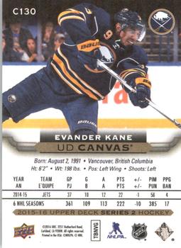 2015-16 Upper Deck - UD Canvas #C130 Evander Kane Back