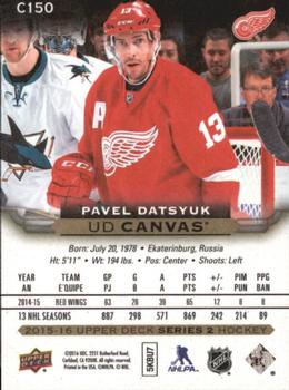 2015-16 Upper Deck - UD Canvas #C150 Pavel Datsyuk Back