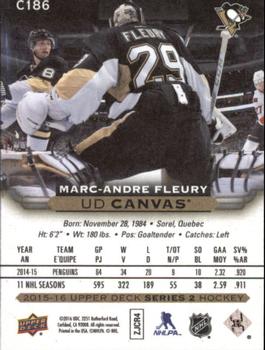 2015-16 Upper Deck - UD Canvas #C186 Marc-Andre Fleury Back