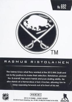 2013-14 Panini Rookie Anthology - 2013-14 Score Update #692 Rasmus Ristolainen Back