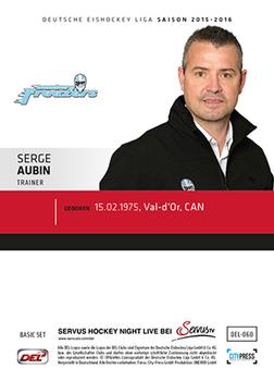 2015-16 Playercards Basic Serie 1 (DEL) #DEL-060 Serge Aubin Back