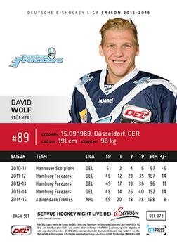 2015-16 Playercards Basic Serie 1 (DEL) #DEL-073 David Wolf Back