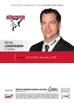 2015-16 Playercards Basic Serie 1 (DEL) #DEL-126 Petri Liimatainen Back
