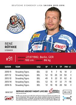 2015-16 Playercards Basic Serie 1 (DEL) #DEL-230 René Röthke Back