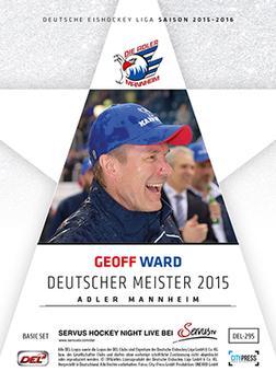 2015-16 Playercards Basic Serie 1 (DEL) #DEL-295 Geoff Ward Back