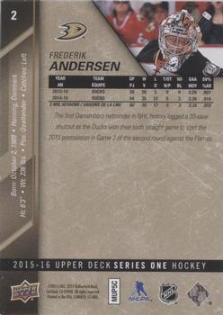 2015-16 Upper Deck - UD Exclusives #2 Frederik Andersen Back