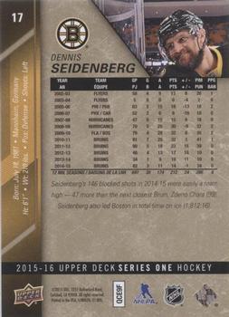 2015-16 Upper Deck - UD Exclusives #17 Dennis Seidenberg Back