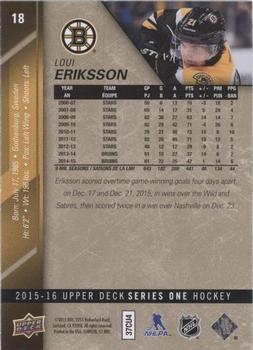 2015-16 Upper Deck - UD Exclusives #18 Loui Eriksson Back