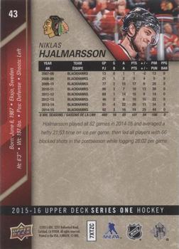 2015-16 Upper Deck - UD Exclusives #43 Niklas Hjalmarsson Back