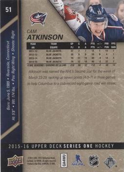 2015-16 Upper Deck - UD Exclusives #51 Cam Atkinson Back