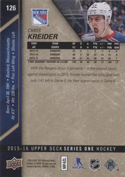 2015-16 Upper Deck - UD Exclusives #126 Chris Kreider Back