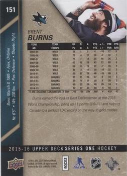 2015-16 Upper Deck - UD Exclusives #151 Brent Burns Back