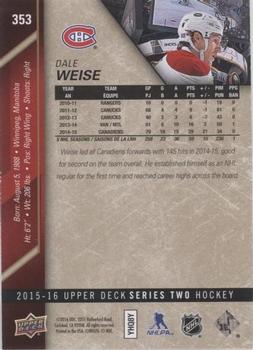 2015-16 Upper Deck - UD Exclusives #353 Dale Weise Back