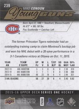 2015-16 Upper Deck - UD High Gloss #239 Mike Condon Back