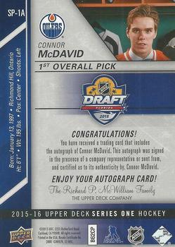 2015-16 Upper Deck - NHL Draft #SP-1A Connor McDavid Back