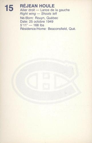 1982-83 Montreal Canadiens Postcards #NNO Rejean Houle Back