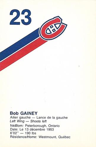 1983-84 Montreal Canadiens #NNO Bob Gainey Back